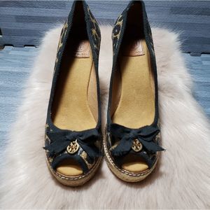 Tory Burch Jackie leopard print wedge shoes